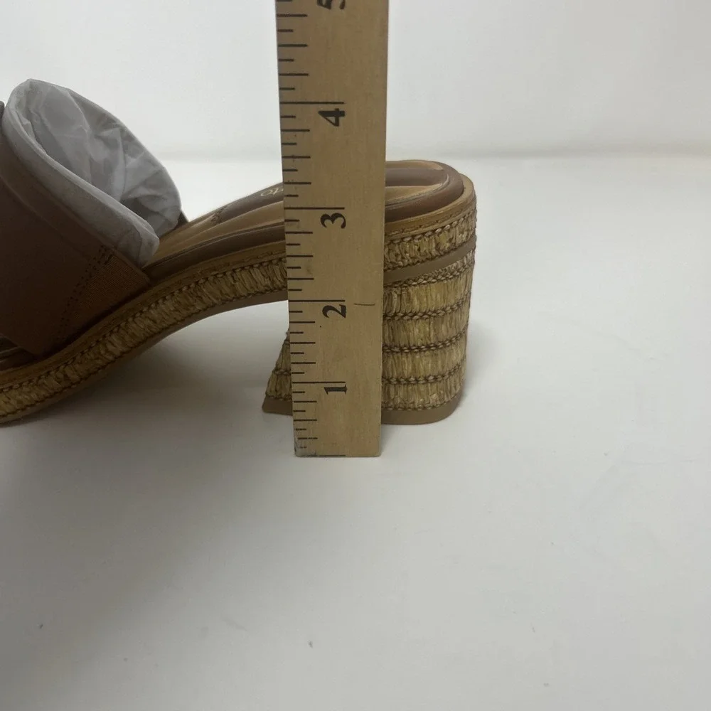Franco Sarto Florence Heeled Slide Sandals Cognac Leather Women's 6.5 M